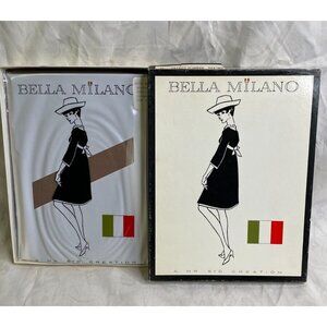 1960s Bella Milano Garter Stockings Micro Mesh Seamless Nylon-5 Pair Boxed-RARE